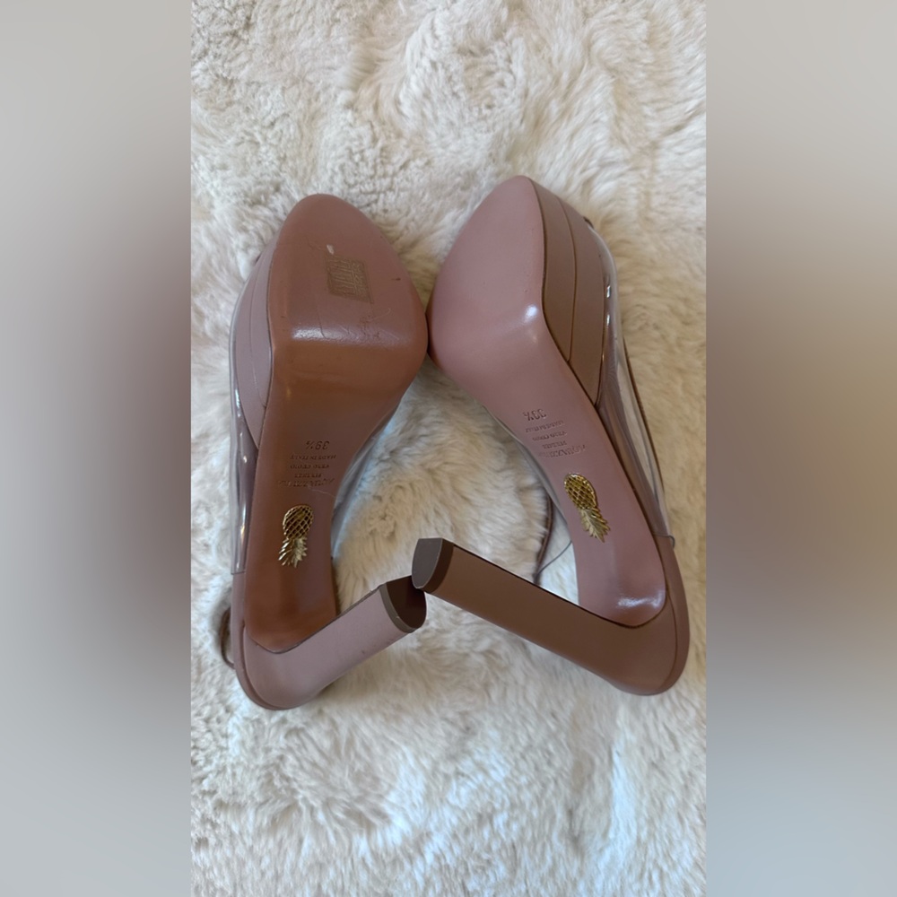 NWT AQUAZZURA Temptation 130mm Platform Leather & PVC Heels 39.5 (US 8.5 - 9.5) - Picture 11 of 12